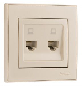 Розетка 2-а компьютерная, крем Lezard RAIN купити
