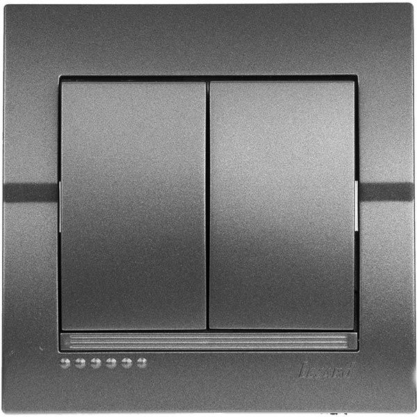 Выключатель двухклавишный Lezard Deriy, графит (702-2929-101) купити