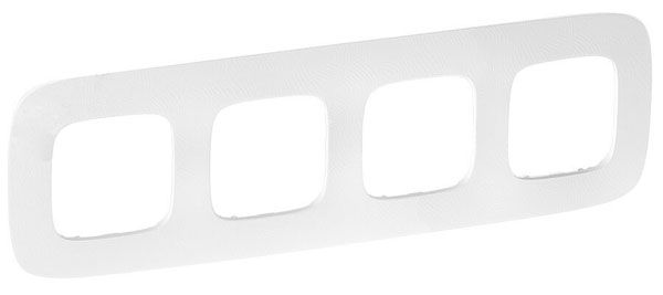 Рамка 4 поста, тиснение белое, Valena ALLURE (754374) купити