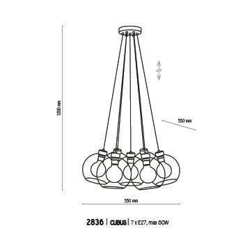 Подвесной светильник TK LIGHTING 2837 CUBUS GRAPHITE купити