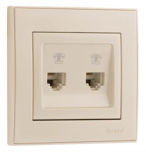 Розетка 2-а телефонная, крем Lezard RAIN купити
