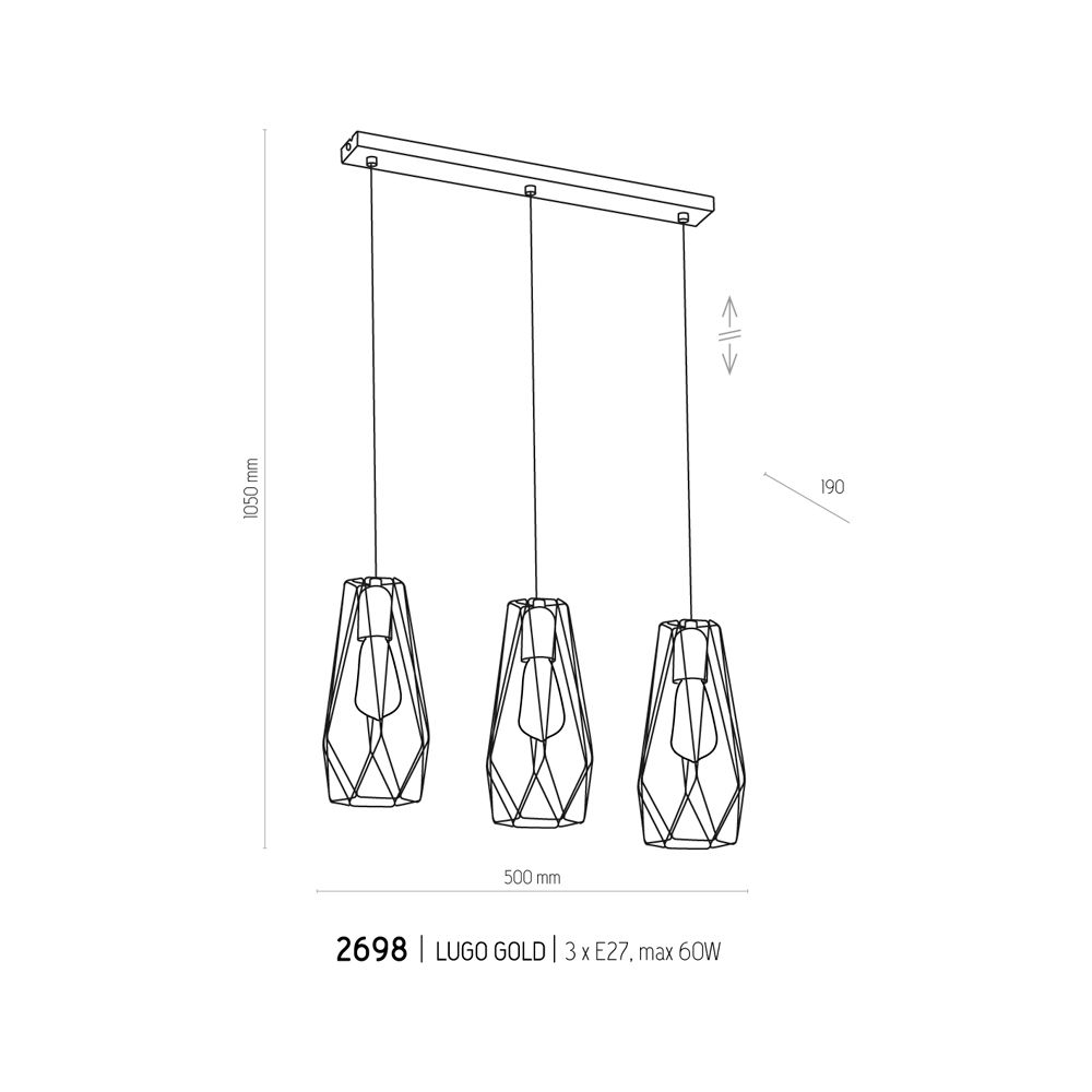 Подвесной светильник TK LIGHTING 2698 LUGO GOLD купити