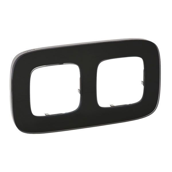 Рамка 2 поста, черное стекло, Valena ALLURE (755532) купити