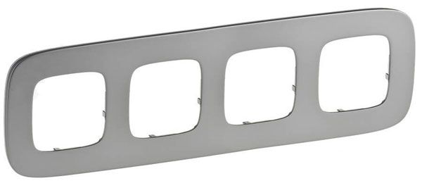 Рамка 4 поста, полированная сталь, Valena ALLURE (755504) купити