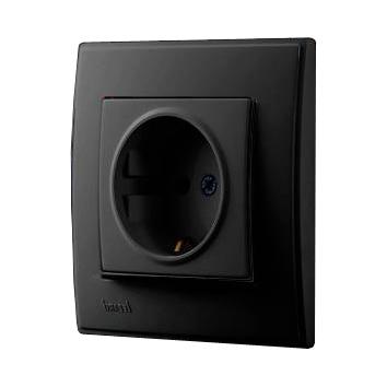 Розетка с заземлением Lezard Lesya, антрацит (705-4242-122B) купити