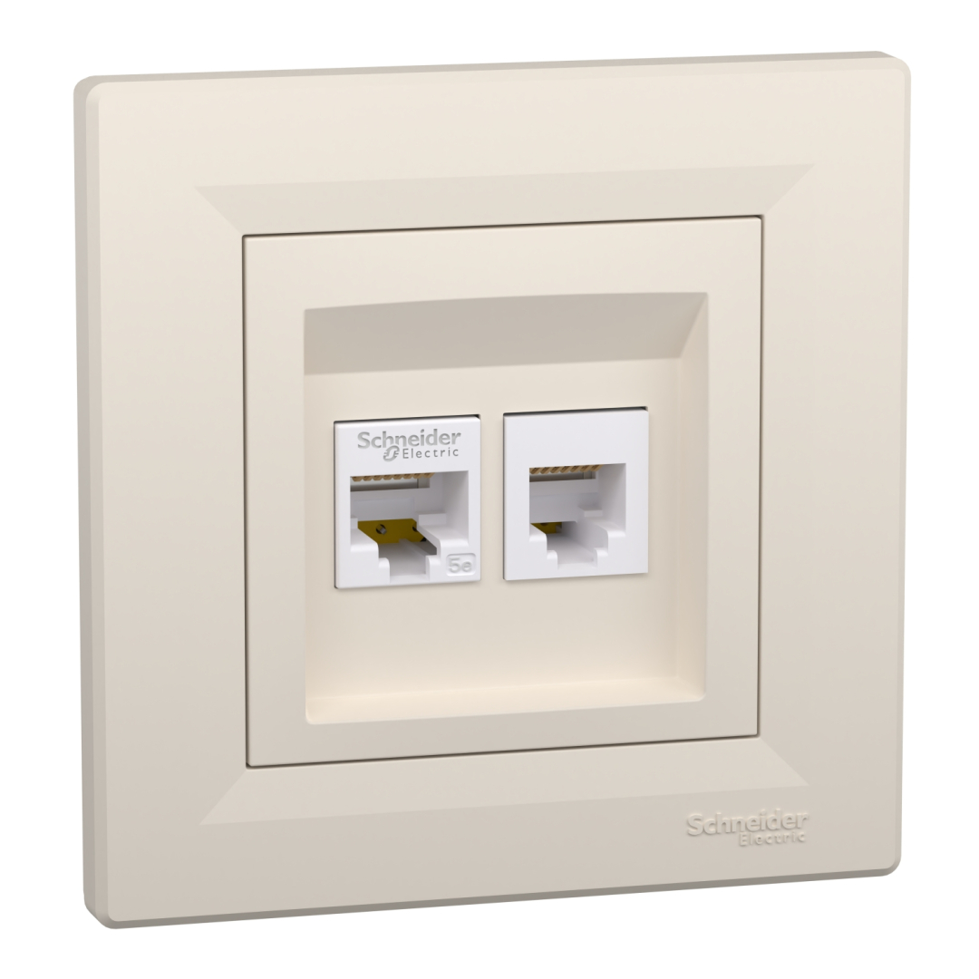 Розетка телефонна+комп'ютерна, подвійна, кремовий (EPH4900123) купити