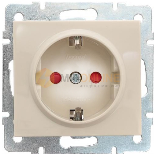 Розетка с защитой от детей, крем Lezard RAIN (703-0388-124B) купити
