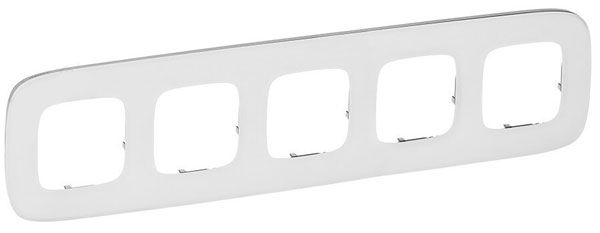 Рамка 5 постов, белое стекло, Valena ALLURE (755545) купити