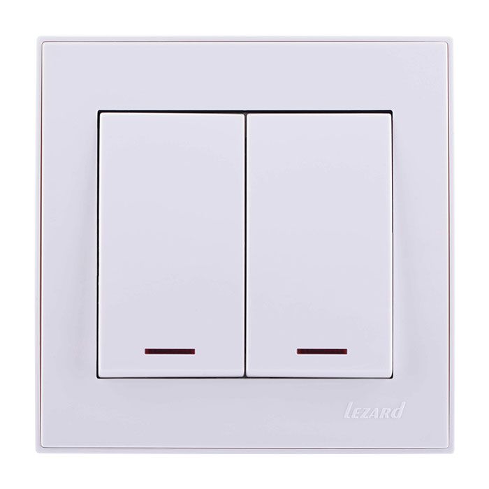 Выключатель двойной с подсветкой, белый Lezard RAIN (703-0288-112) купити