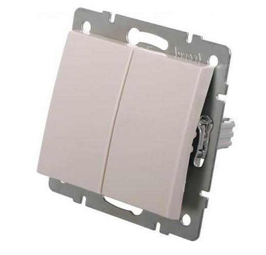 Выключатель двойной, крем Lezard RAIN (703-0388-101) купити