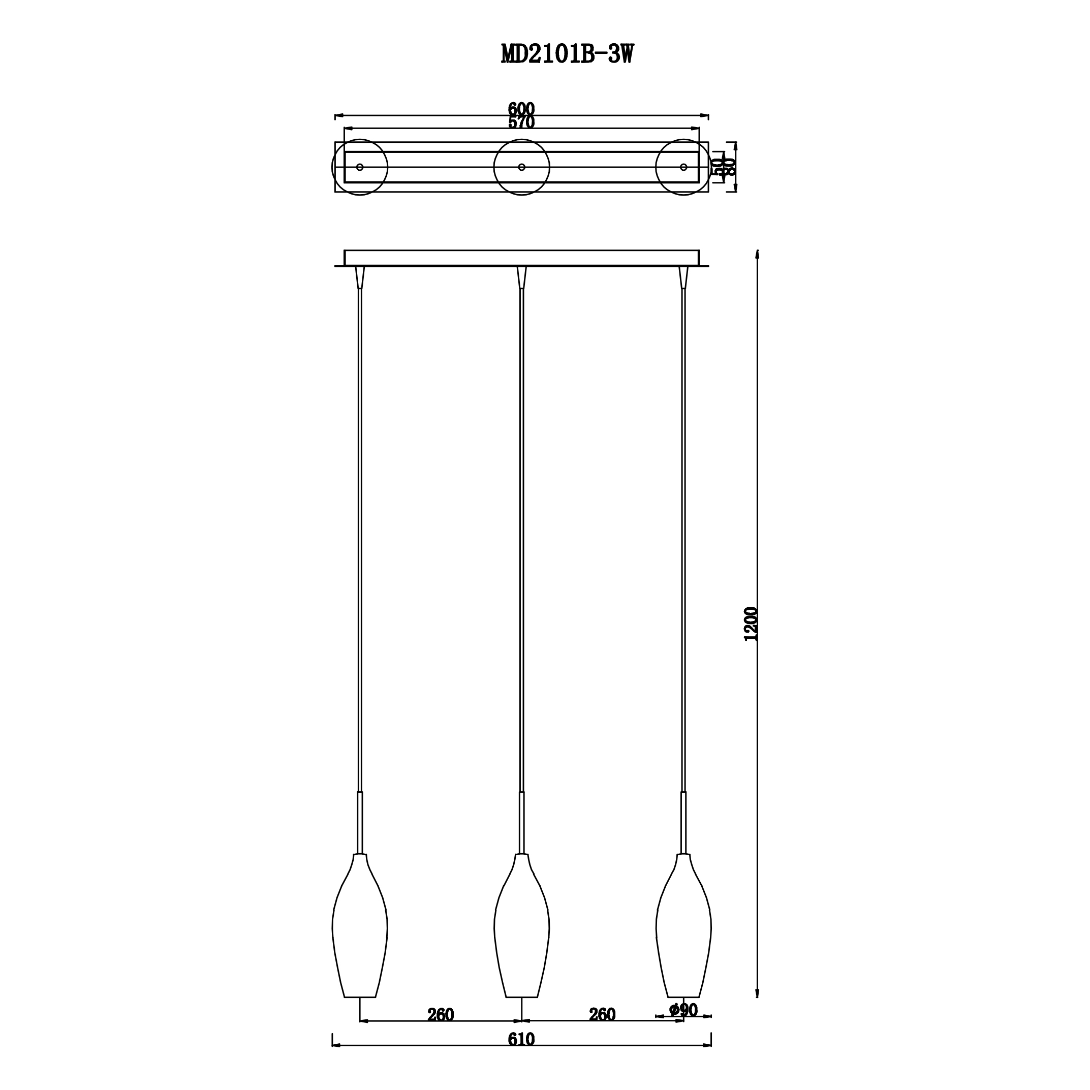 Подвесной светильник Zuma Line MD2101B-3W CHAMPAGNE купити