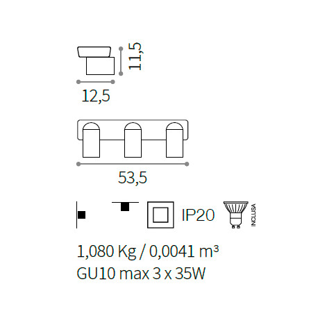 Спот Ideal Lux 229065 Rudy PL3 Bianco купити