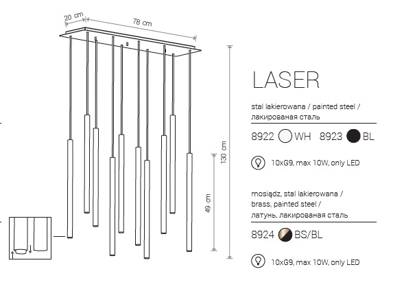 Подвесной светильник Nowodvorski 8923 LASER BL купити
