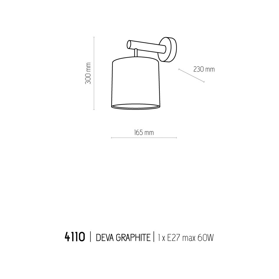Бра TK LIGHTING 4110 DEVA GRAPHITE купити