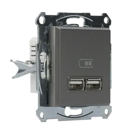 Розетка usb 2,1a asfora schneider electric, 10a, сталь EPH2700262 купити